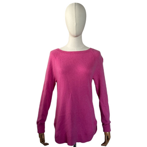 Belle France Cashmere Women's Hot Pink Long Boat Neck Sweater Size L